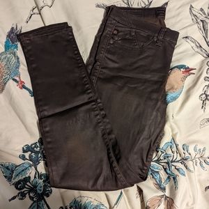 Rock & Republic Leather-Look Brown Jeans